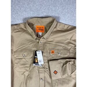 Wrangler FR Riggs Workwear Khaki Work Shirt 3XT Tall CAT2 Welding Big Tall XXXL